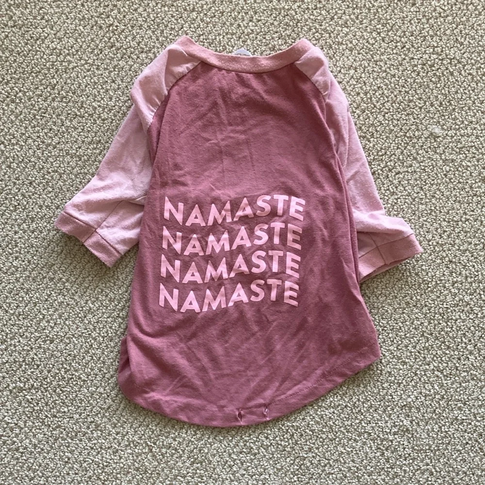 Namaste Dog T-Shirt Shirt Top Size Medium Light Sweater Pink Fair Condition